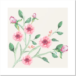 Pink anemone garden Posters and Art